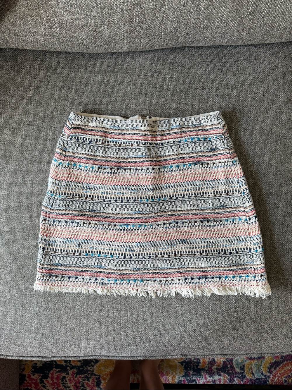 Loft Woven Stripe Fringe Mini Skirt - Multicolor